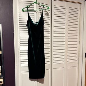 Altar'd State Dark Green Velvet Midi Dress